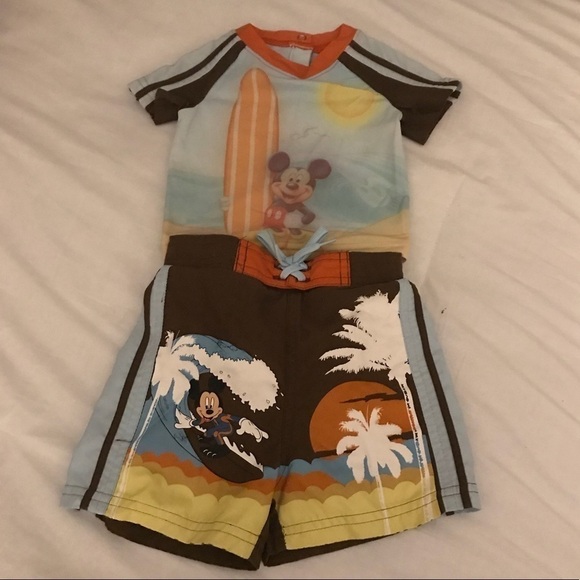 Disney Baby 6-9 Months Swim Trunks and‎ Shirt - Picture 1 of 4